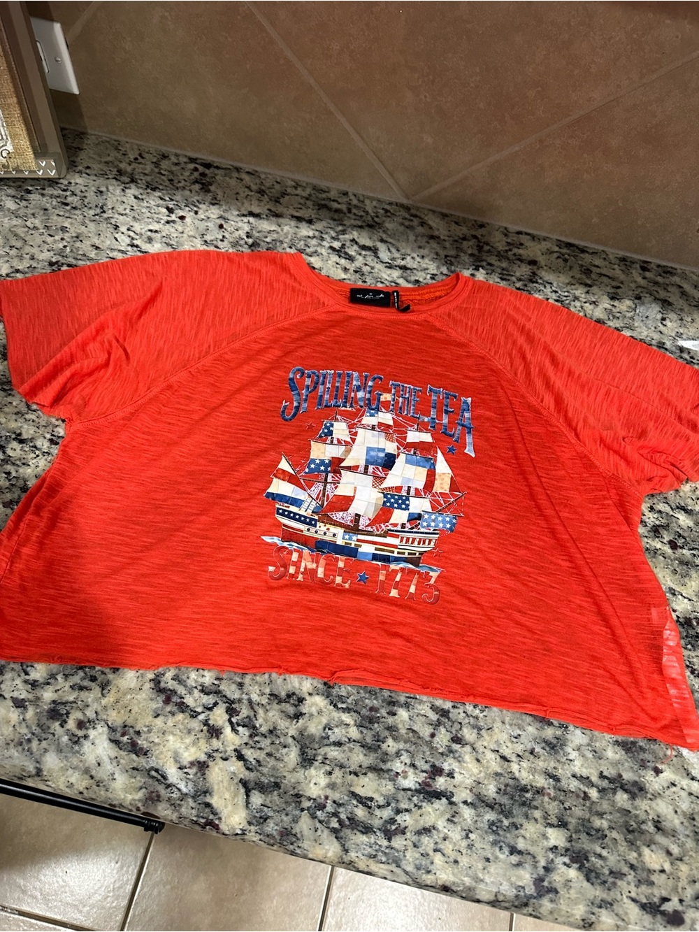 Spilling the Tea since 1773 Cropped Shirt Same Day Shipping - Picture 2 of 4